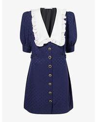 Alessandra Rich - Jacquard Buckles Silk Mini Dress - Lyst