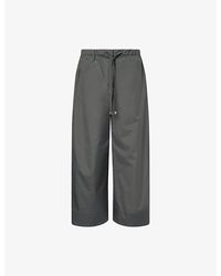 Max Mara - Wide-Leg Elasticated-Waist Cotton Trousers - Lyst