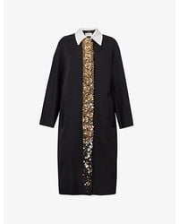 Dries Van Noten - Bead And Sequin-embellished Contrast-collar Single-breasted Woven Coat - Lyst