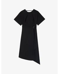 Whistles - Asymmetric Buckle-Embellished Woven Midi Dress - Lyst