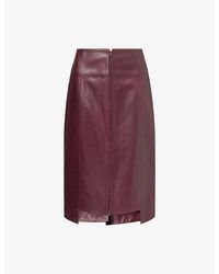 Victoria Beckham - High-Waist Staggered-Hem Leather Midi Skirt - Lyst