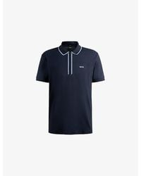 BOSS - Branded Short-Sleeved Stretch-Cotton Polo Shirt - Lyst
