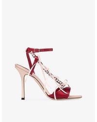 Jimmy Choo - Lula 100 Crystal-Embellished Satin Heeled Sandals - Lyst