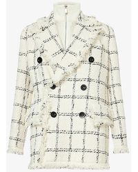 Sacai - Double-breasted Padded-shoulder Tweed Jacket - Lyst