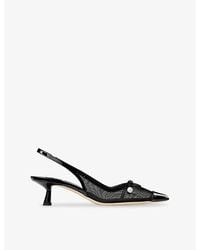 Jimmy Choo - Amita 45 Patent Leather And Mesh Slingbacks - Lyst