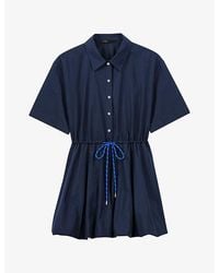Maje - Bubble-Hem Short-Sleeve Cotton Mini Dress - Lyst