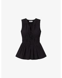 Ro&zo - Tie-Front Sleeveless Cotton-Voile Top - Lyst