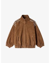 Sandro - Studded Relaxed-Fit Suede Jacket - Lyst