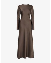 ROTATE BIRGER CHRISTENSEN - Long-Sleeve Satin Maxi Dress - Lyst