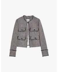 Ted Baker - Mayumi Frayed-trim Cropped Woven Jacket - Lyst