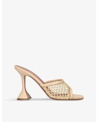 AMINA MUADDI - Lupita 95 Net-Strap Leather Heeled Mules - Lyst