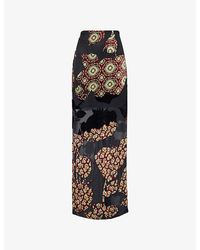 Dries Van Noten - Devoré Asymmetric Woven Midi Skirt - Lyst