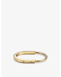 Tiffany & Co. - Lock 18ct Yellow-gold And 0.31ct Diamond Bangle Bracelet X - Lyst