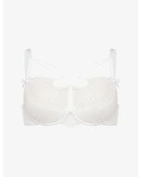 Agent Provocateur - Halley High-Neck Satin And Lace Demi Bra - Lyst