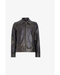 AllSaints - Alkan Regular-Fit Zip-Up Leather Jacket - Lyst