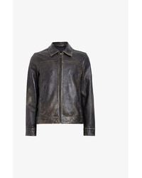 AllSaints - Alkan Regular-Fit Zip-Up Leather Jacket - Lyst