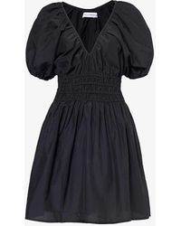 Faithfull The Brand - Salone V-neck Gathered-waist Silk And Cotton-blend Mini Dress - Lyst