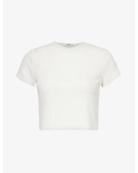 Agolde - Savannah Cropped Stretch-woven Blend T-shirt - Lyst