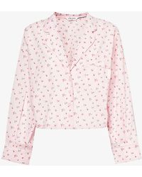 Lounge Underwear - Floral-Pattern Cropped Cotton Shirt - Lyst