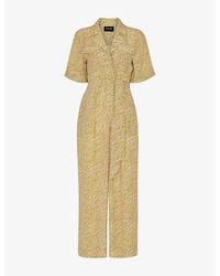 Whistles - Kelly Tiger-Print Short-Sleeve Woven Jumpsuit - Lyst
