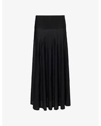 Alaïa - Noir Semi-Sheer High-Rise Wool-Knit Midi Skirt - Lyst