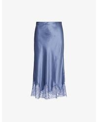 Reformation - Carolina Lace-Trim Silk Midi Skirt - Lyst
