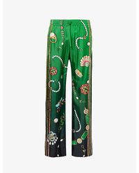 Casablancabrand - Graphic-print Relaxed-fit Straight-leg Silk Trousers - Lyst