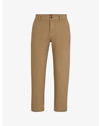 HUGO - Logo-patch Slim-fit Tapered-leg Cotton Trousers - Lyst