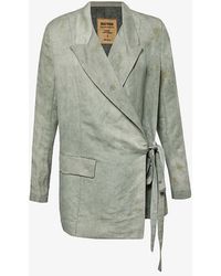 Uma Wang - Khloe Distressed Relaxed-fit Linen And Cotton-blend Jacket - Lyst