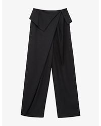 Loewe - Draped Wide-Leg Wool Trousers - Lyst