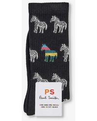 Paul Smith - Enzo Zebra Graphic-pattern Stretch-cotton Blend Socks - Lyst