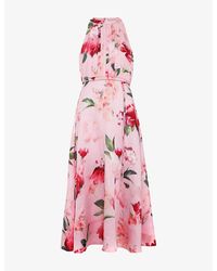 Phase Eight - Bethany Floral-Print Linen-Blend Midi Dress - Lyst