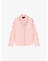 Maje - Detachable-Scarf Long-Sleeved Cotton Shirt - Lyst