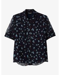 Whistles - Floral-Print Short-Sleeve Woven Blouse - Lyst