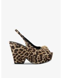 Kurt Geiger - Belgravia Leopard-Print Suede Slingback Platform Sandals - Lyst