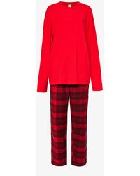Calvin Klein - Check-print Long-sleeved Cotton Pyjama Set X - Lyst