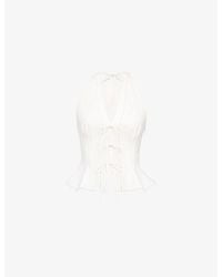 House Of Cb - Elena Peplum-Hem Stretch-Cotton Top Xs (A-C Cup) - Lyst
