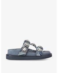 Kurt Geiger - Orson Crystal-Embellished Woven Flat Sandals - Lyst