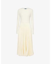 Polo Ralph Lauren - Jamie Knitted Pleated Stretch-Wool Blend Midi Dress - Lyst