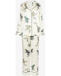 Olivia Von Halle - Lila Graphic-print Silk Pyjama Set - Lyst