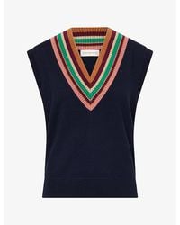 Dries Van Noten - V-Neck Striped Wool Vest - Lyst