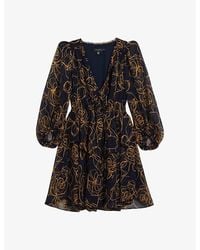Ted Baker - Vy Kumiko Floral-print Tie-front Woven Mini Dress - Lyst