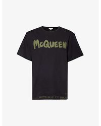 Alexander McQueen - Graffiti Logo-print Cotton-jersey T-shirt - Lyst