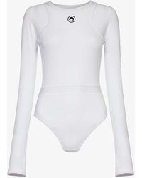 Marine Serre - Embroidered-moon Organic-cotton Stretch-jersey Bodysuit - Lyst