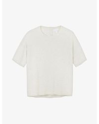 The White Company - Button-back Round-neck Cotton-blend T-shirt - Lyst