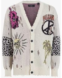 AllSaints - Motive Jacquard-pattern Relaxed-fit Organic-cotton Cardigan - Lyst