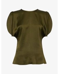 Victoria Beckham - Bela Open Cap-Sleeves Satin Top - Lyst