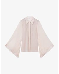 Reiss - Magda Pleated Wide-sleeve Woven Blouse - Lyst