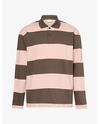 Les Deux - Striped Long-Sleeve Cotton Polo Shirt - Lyst