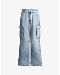 HUGO - Drawstring-Waist Cargo-Pocket Denim Jeans - Lyst